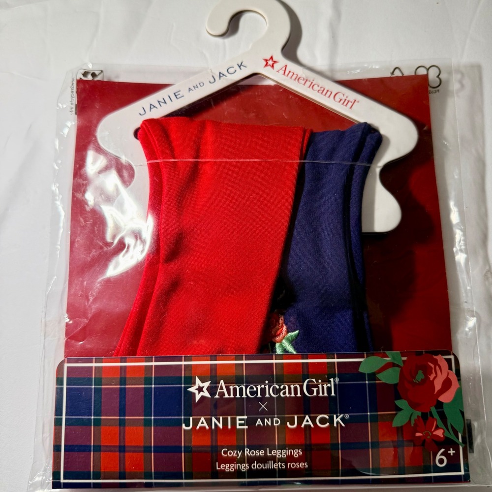 American Girl x Janie and Jack Cozy Rose Leggings Navy Red 18 Inch Doll Clothes